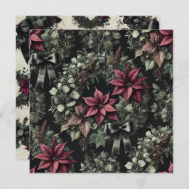 Printable Gothic Poinsettia Wreaths Scrapbook Einladung