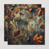 Printable Grungy Autumnal Leafy Beton Scrapbook Einladung (Vorne/Hinten)