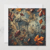 Printable Grungy Autumnal Leafy Beton Scrapbook Einladung (Vorderseite)