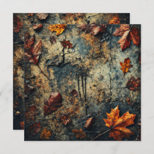 Printable Grungy Autumnal Leafy Beton Scrapbook Einladung