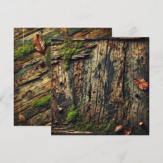 Printable Grungy Autumnal Mossy Wood Scrapbook Einladung (Vorne/Hinten)