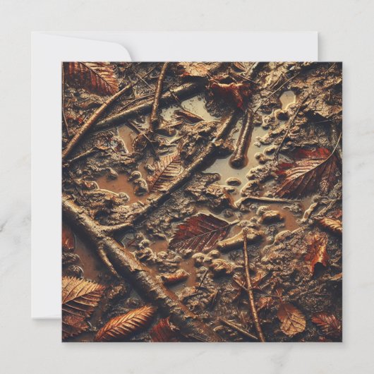 Printable Grungy Autumnal Muddy Blätter Scrapbook Einladung (Vorderseite)