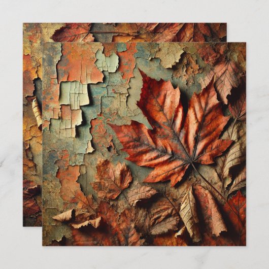 Printable Grungy Autumnal Peeling Paint Scrapbook Einladung (Vorne/Hinten)