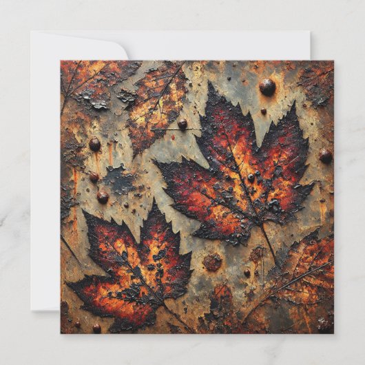 Printable Grungy Autumnal Rusty Metal Scrapbook Einladung (Vorderseite)