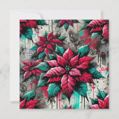 Printable Grungy Poinsettia Graffiti Scrapbook Einladung (Rückseite)
