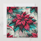 Printable Grungy Poinsettia Graffiti Scrapbook Einladung (Vorderseite)