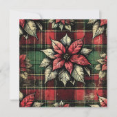 Printable Grungy Poinsettia Kariertes Fabric Scrap Einladung (Vorderseite)
