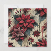 Printable Grungy Poinsettia Newsprint Scrapbook Einladung (Rückseite)