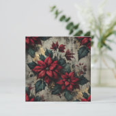 Printable Grungy Poinsettia Wallpaper Scrapbook Einladung (Stehend Vorderseite)