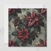 Printable Grungy Poinsettia Wallpaper Scrapbook Einladung (Rückseite)