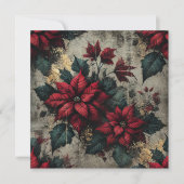 Printable Grungy Poinsettia Wallpaper Scrapbook Einladung (Vorderseite)