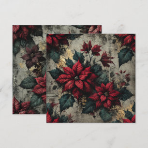 Printable Grungy Poinsettia Wallpaper Scrapbook Einladung