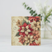 Printable Grungy Tattered Poinsettia Scrapbook Einladung (Stehend Vorderseite)