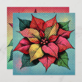 Printable Halftone Pop Art Poinsettia Scrapbook Einladung (Vorne/Hinten)