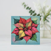 Printable Halftone Pop Art Poinsettia Scrapbook Einladung (Stehend Vorderseite)