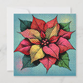 Printable Halftone Pop Art Poinsettia Scrapbook Einladung (Vorderseite)