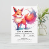 Printable Happy Fox Birthday Einladung (Stehend Vorderseite)