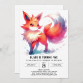 Printable Happy Fox Birthday Einladung (Vorne/Hinten)