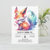 Printable Happy Fox Birthday Einladung (Stehend Vorderseite)