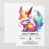Printable Happy Fox Birthday Einladung (Vorne/Hinten)