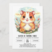 Printable Happy Hamster Birthday Einladung (Vorne/Hinten)