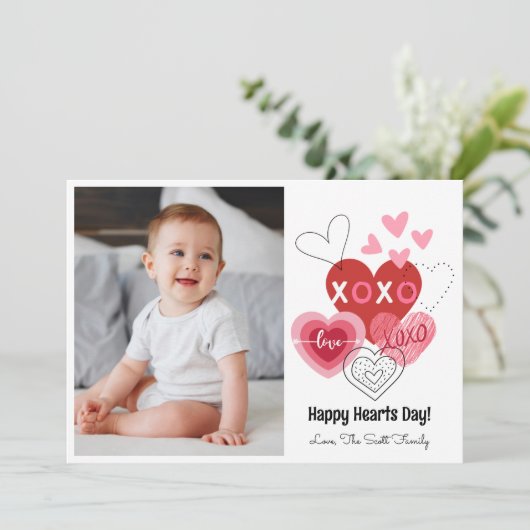 Printable Happy Hearts Day Valentine Ankündigung (Stehend Vorderseite)