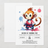 Printable Happy Monkey Birthday Einladung (Vorne/Hinten)