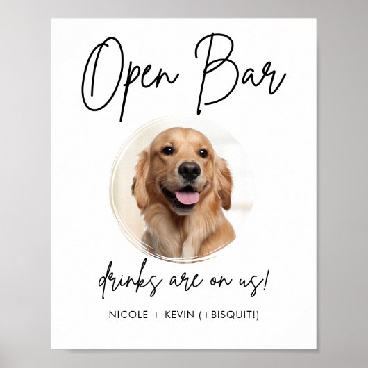 Printable Haustiere Hund Hochzeit Open Bar Drinks Poster (Vorne)