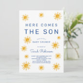 Printable Here Comes The Son Baby Shower Einladung (Stehend Vorderseite)