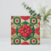 Printable Hexagon Patchwork Poinsettia Scrapbook Einladung (Stehend Vorderseite)