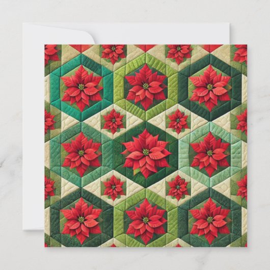 Printable Hexagon Patchwork Poinsettia Scrapbook Einladung (Rückseite)