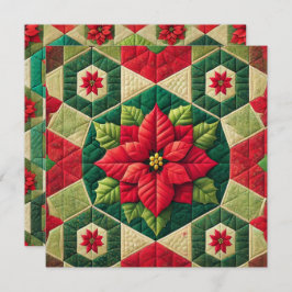 Printable Hexagon Patchwork Poinsettia Scrapbook Einladung