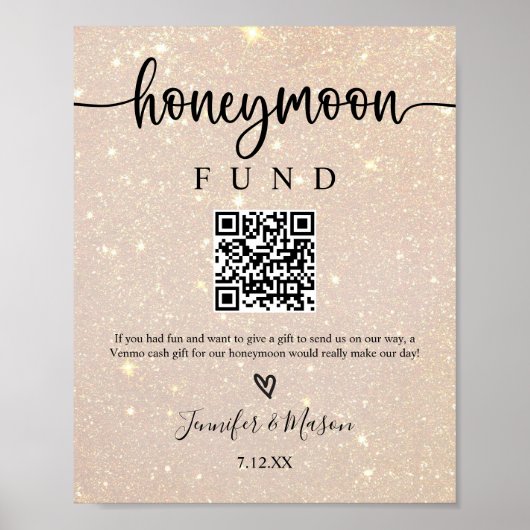Printable Honeymoon Fund Sign Cash Honeymoon Wish Poster (Vorne)
