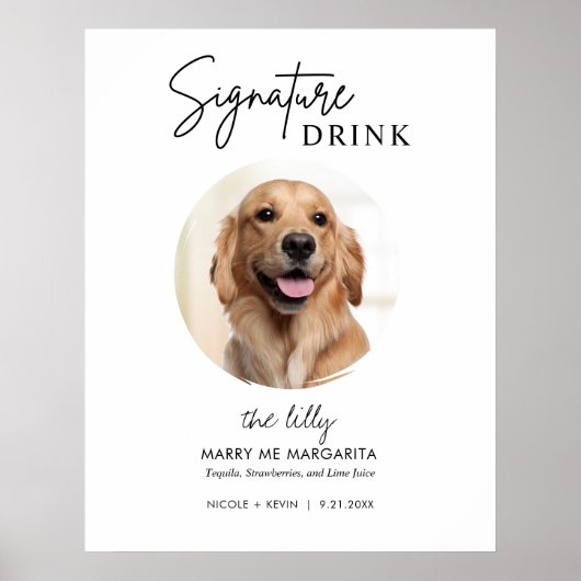 Printable Hunde Hochzeit Signature Drinks Zeichen Poster (Vorne)