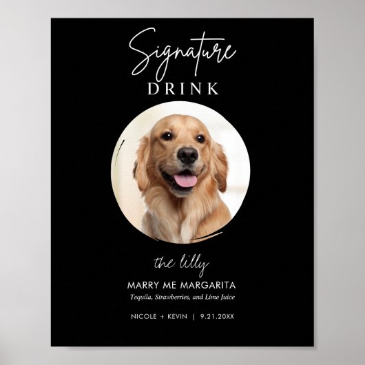 Printable Hunde Hochzeitsignatur Drinks Bar signie Poster (Vorne)