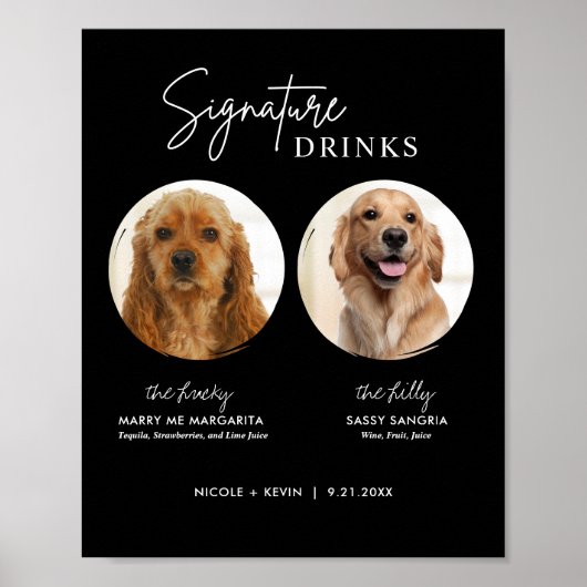 Printable Hunde Signature Drinks Hochzeitszeichen  Poster (Vorne)