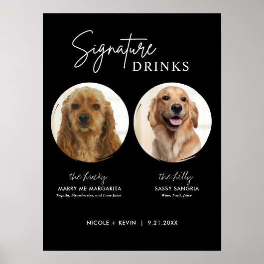 Printable Hunde Signature Drinks Hochzeitszeichen  Poster (Vorne)