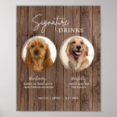 Printable Hundeschrift Drinks Rustikales Hochzeits Poster (Vorne)