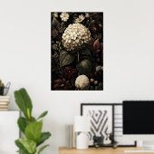 Printable Hydrangea Wall Art, Antique Dark Poster (Heimbüro)