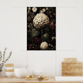 Printable Hydrangea Wall Art, Antique Dark Poster (Küche)