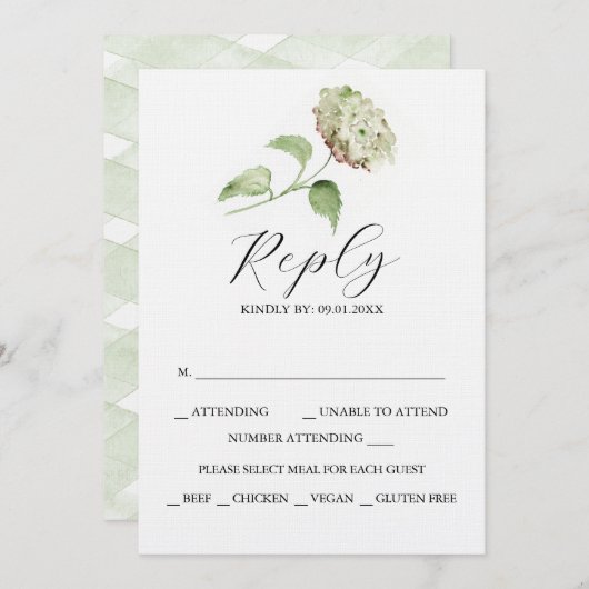 Printable Hydrangea Wedding RSVP Cards Einladung (Vorne/Hinten)