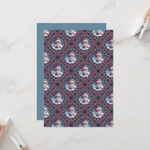Printable Kawaii Christmas Fox Diamond Tile Einladung