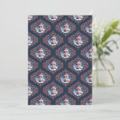 Printable Kawaii Christmas Fox Mandala Ogee Damask Einladung (Stehend Vorderseite)