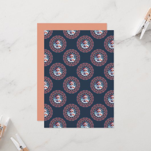 Printable Kawaii Christmas Fox Polka Mandala Paper Einladung (Vorderseite/Rückseite Beispiel)