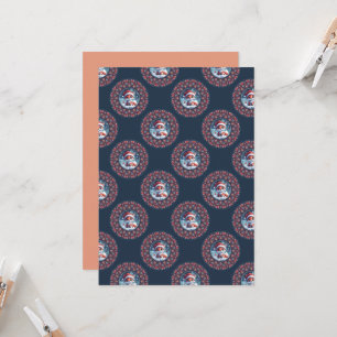Printable Kawaii Christmas Fox Polka Mandala Paper Einladung