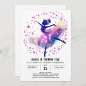 Printable Kids' Ballerina Birthday Einladung (Vorne/Hinten)