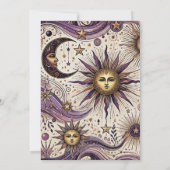 Printable Lila & Gold Boho Celestial Sun & Moon Einladung (Rückseite)