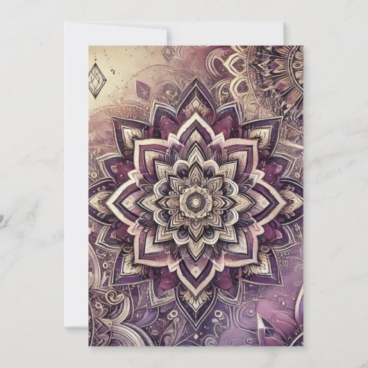 Printable Lila & Gold Boho Intricate Mandalas Einladung (Rückseite)