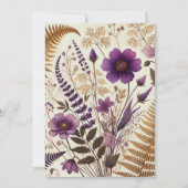 Printable Lila & Gold Boho Wildblumen und Ferns Einladung (Vorderseite)