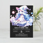 Printable Magic Wizard Birthday Einladung (Stehend Vorderseite)